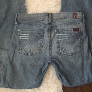 7FAM Wide Leg Dojo Jeans Rhinestone Size 27 x 30”